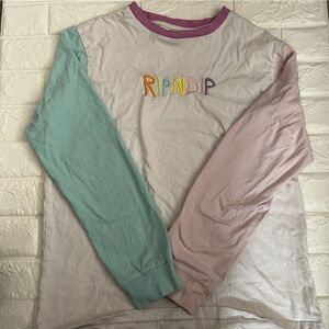 Pink Blue and White Ripndip Embroidered Shirt